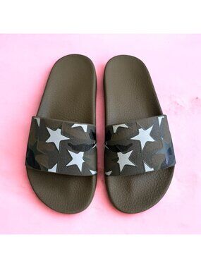 VALENTINO GARAVANI Star Print Camo Pool Slide Sandals Size 38 / US 8